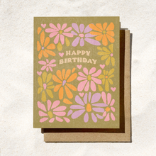 Load image into Gallery viewer, Happy Birthday Retro Flower - Hippie Birthday Card
