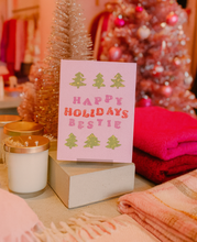 Load image into Gallery viewer, Happy Holidays Bestie Card – Pink Christmas Greeting Card