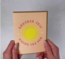 Load and play video in Gallery viewer, Another Trip Around the Sun Boho Birthday Card with Kraft Envelope