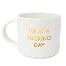 Load image into Gallery viewer, What A Fucking Day - 16oz Gold Metallic Coffee Mug | Oversized Ceramic