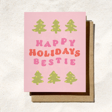 Load image into Gallery viewer, Happy Holidays Bestie Card – Pink Christmas Greeting Card
