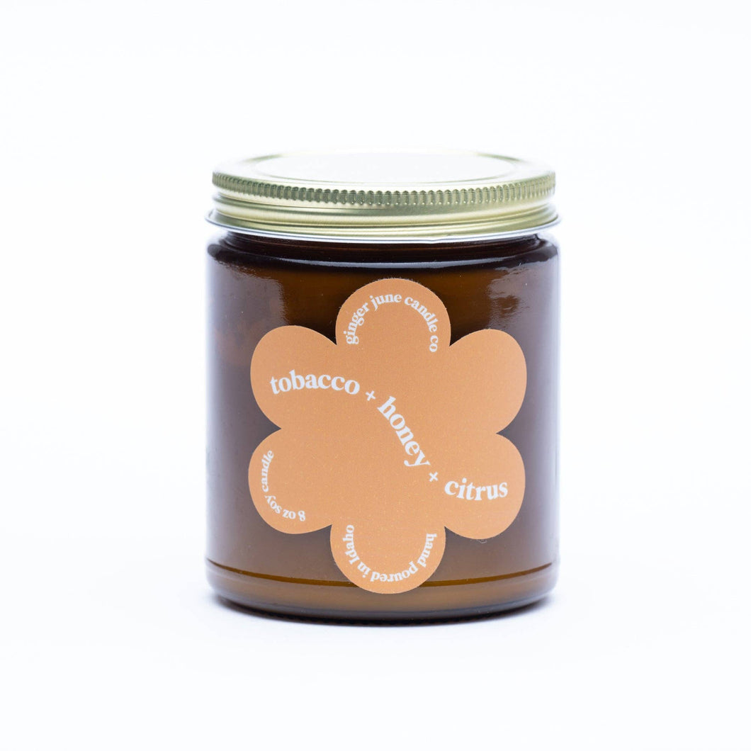 Tobacco + citrus + honey  • daisy collection • 9 oz soy candle