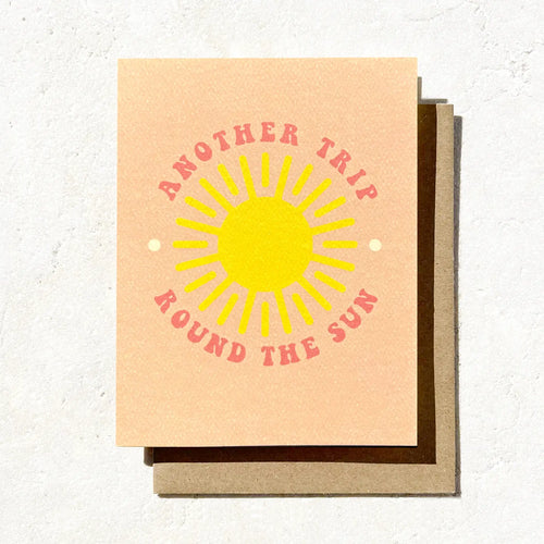 Another Trip Around the Sun Boho Birthday Card with Kraft Envelope