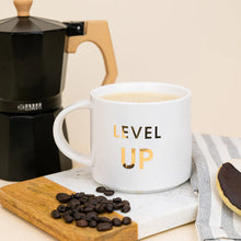 Load image into Gallery viewer, Level Up - 16oz Gold Metallic Coffee Mug | Gamer Motivation
