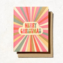 Load image into Gallery viewer, Merry Christmas Sunburst Card | Colorful Card | Retro Card
