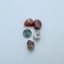 Load image into Gallery viewer, Botswana Agate tumbled stone with natural banding in warm earthy tones, used for grounding and Root Chakra balance.
