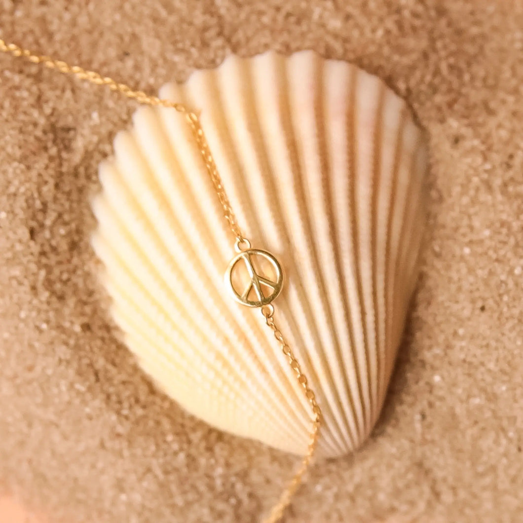 Gold Dainty Peace Sign Necklace
