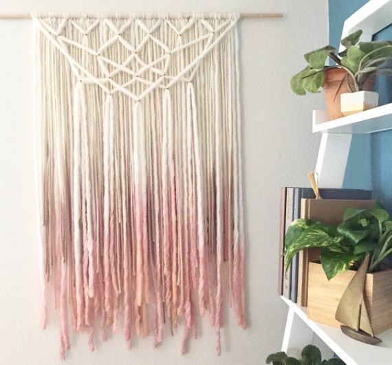 Blush and Gold Hanging Wall Tapestry