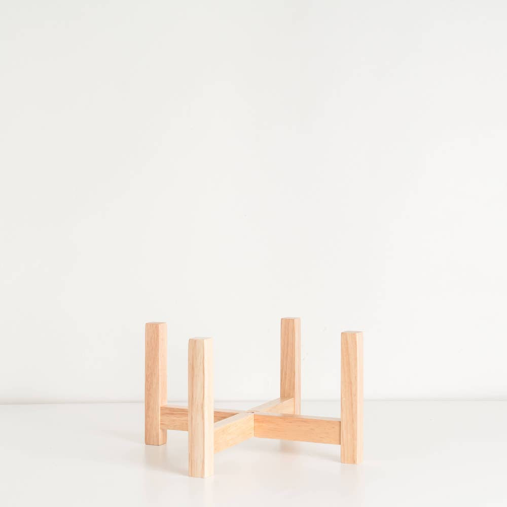 Short Natural Wood Plant Stand